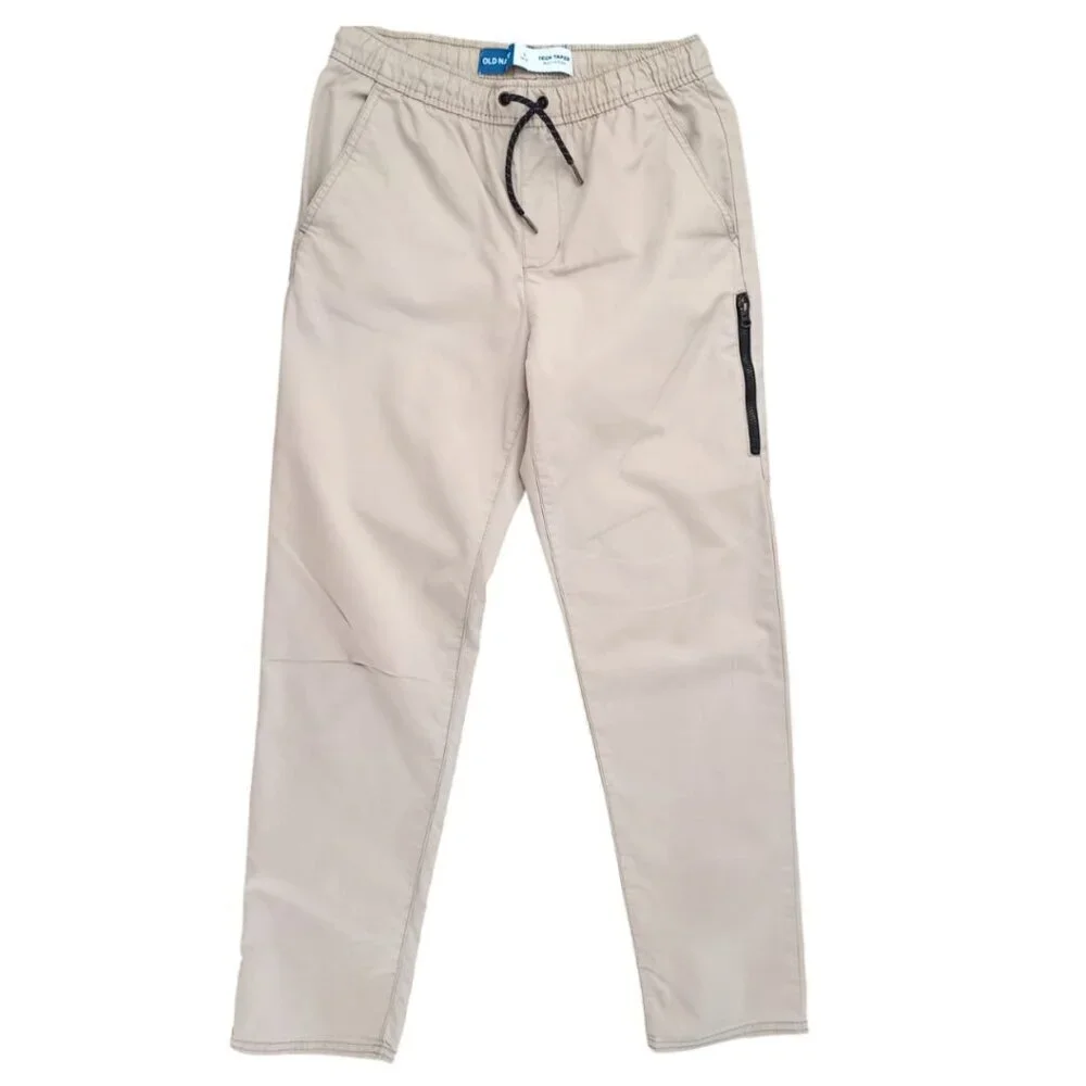 Old Navy Boys Size 10-12 Tech Pants - Light beige - Built-In Flex, Tapered Fit